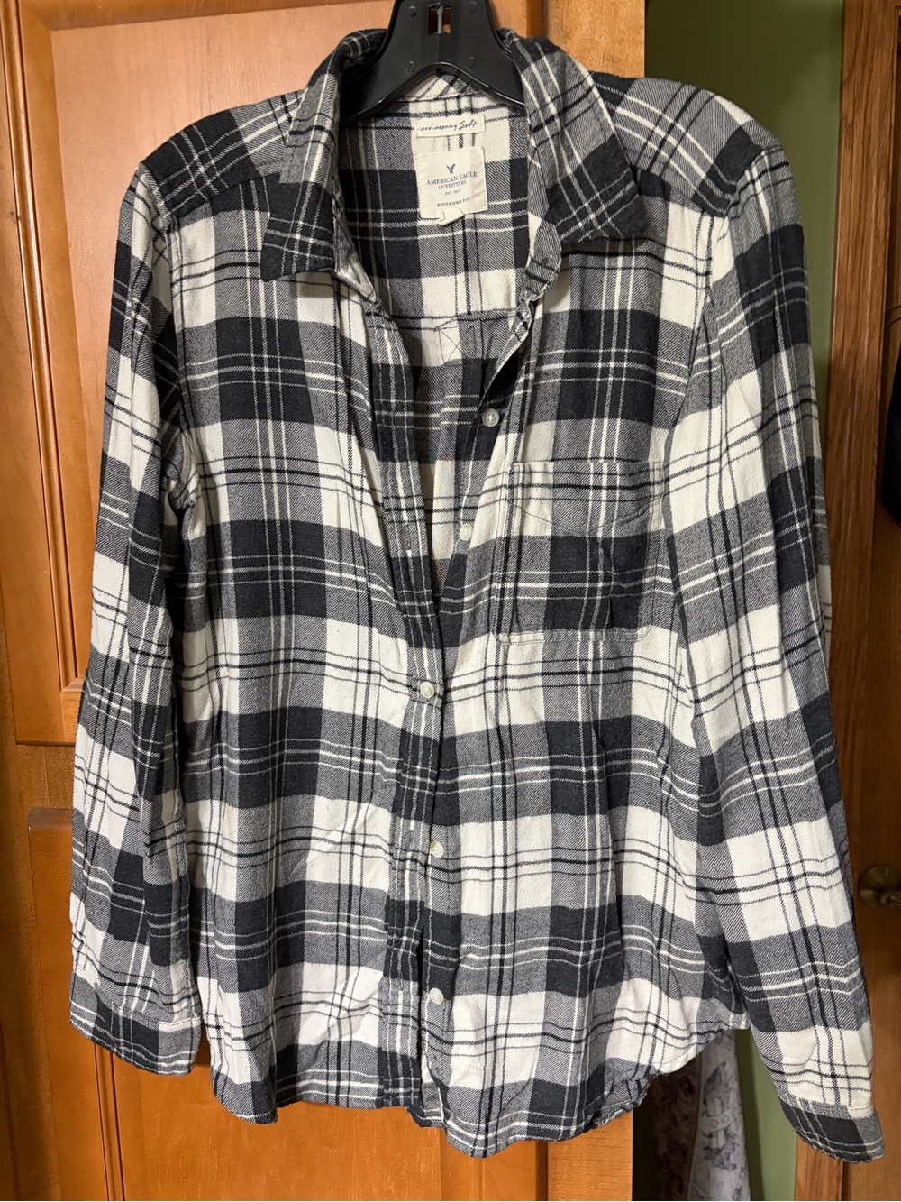 American Eagle Outfitters Black and White Plaid Shirt and Purple Plaid Shirt